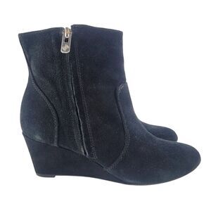 Antonio Melani Ankle Zip Booties Black Leather Boot‎ Women's 7.5 M Animal Casual